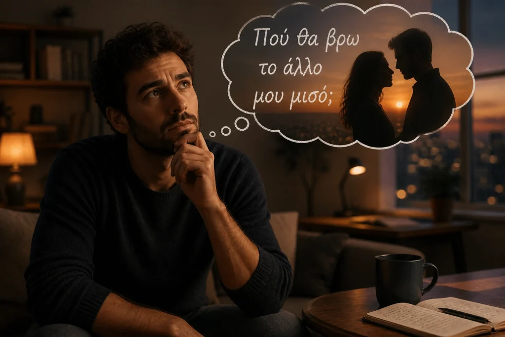 πού θα βρω το άλλο μου μισό, αναρωτιέται άνδρας.